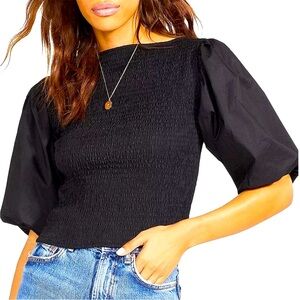 BB DAKOTA X STEVE MADDEN Instant Destiny Smocked Cotton Top